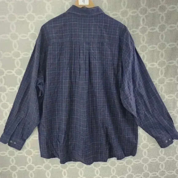 Enro 100% Cotton Twill Blue Plaid Button Down Men's Shirt XXL - Picture 3 of 7